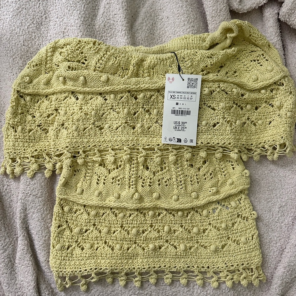 Zara Yellow Crochet Tank Top